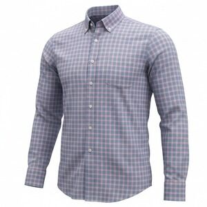 Peter Millar Gingham Check Button Down Shirt Mens XL Pink Blue Long Sleeve